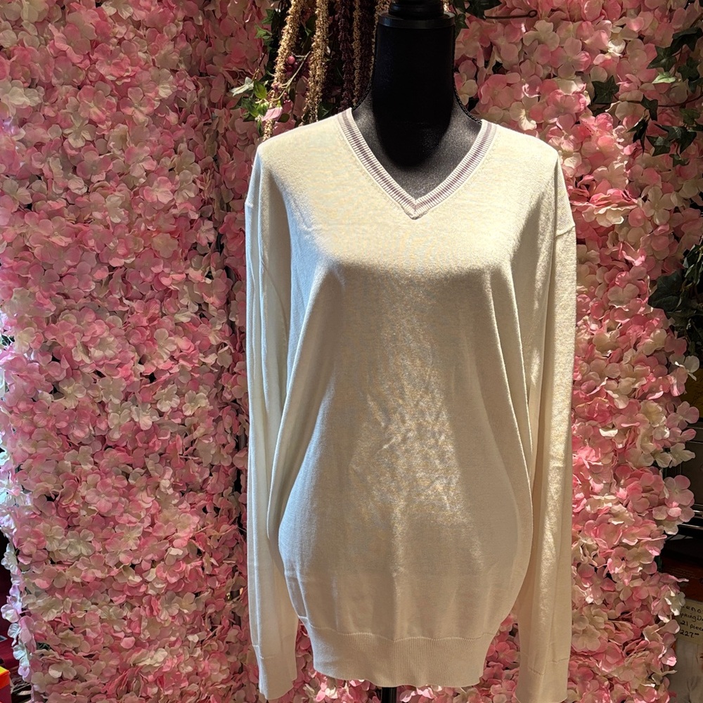 Hickey Freeman Cream and Gray Sweater